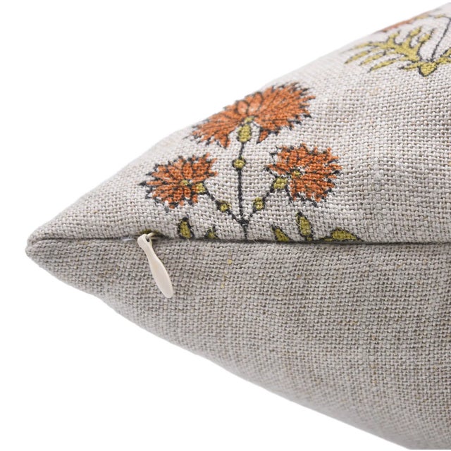 Rustic Fabdivine Floral Home Decor Cushion Cover 24x24 Inch– Thick Linen Fabric, Rishi For Sale - Image 3 of 5