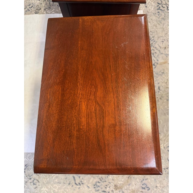 Pair of 1940’s Solid Mahogany Queen Anne Night Stands For Sale - Image 9 of 11