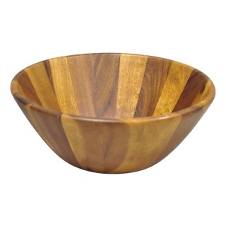 Vintage Bill.F Bf Mid Century Modern Acacia Wood Salad Fruit Bowl For Sale