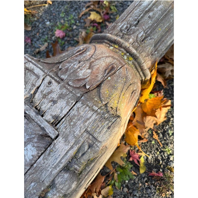 1970s Salvaged Carved Wood Column For Sale - Image 4 of 7