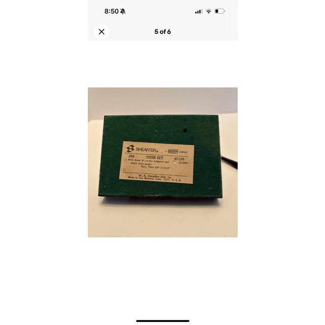 Mid-Century Modern Vintage Schaeffer Pen Desk Set Blank Plate Mid Century Mad Men For Sale - Image 3 of 6