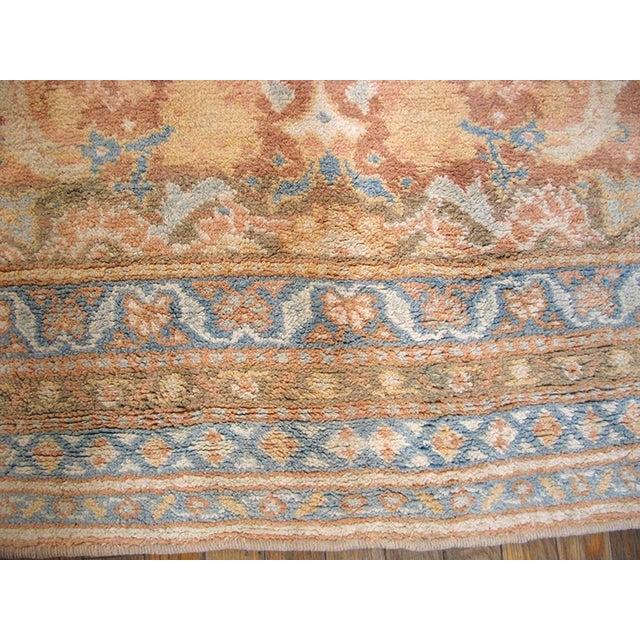 1930s 1930s Ivory Salmon Medallion Antique Agra Cotton Rug 4' 2" X 6' 8" Knotted Carpet For Sale - Image 5 of 6