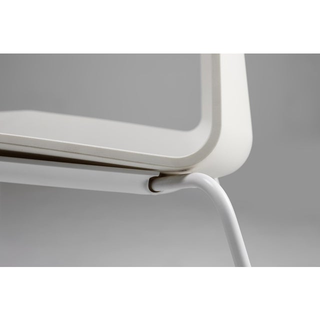 Mid-Century White Chair with Metal Frame and Plastic Seat, Belgium For Sale - Image 4 of 12