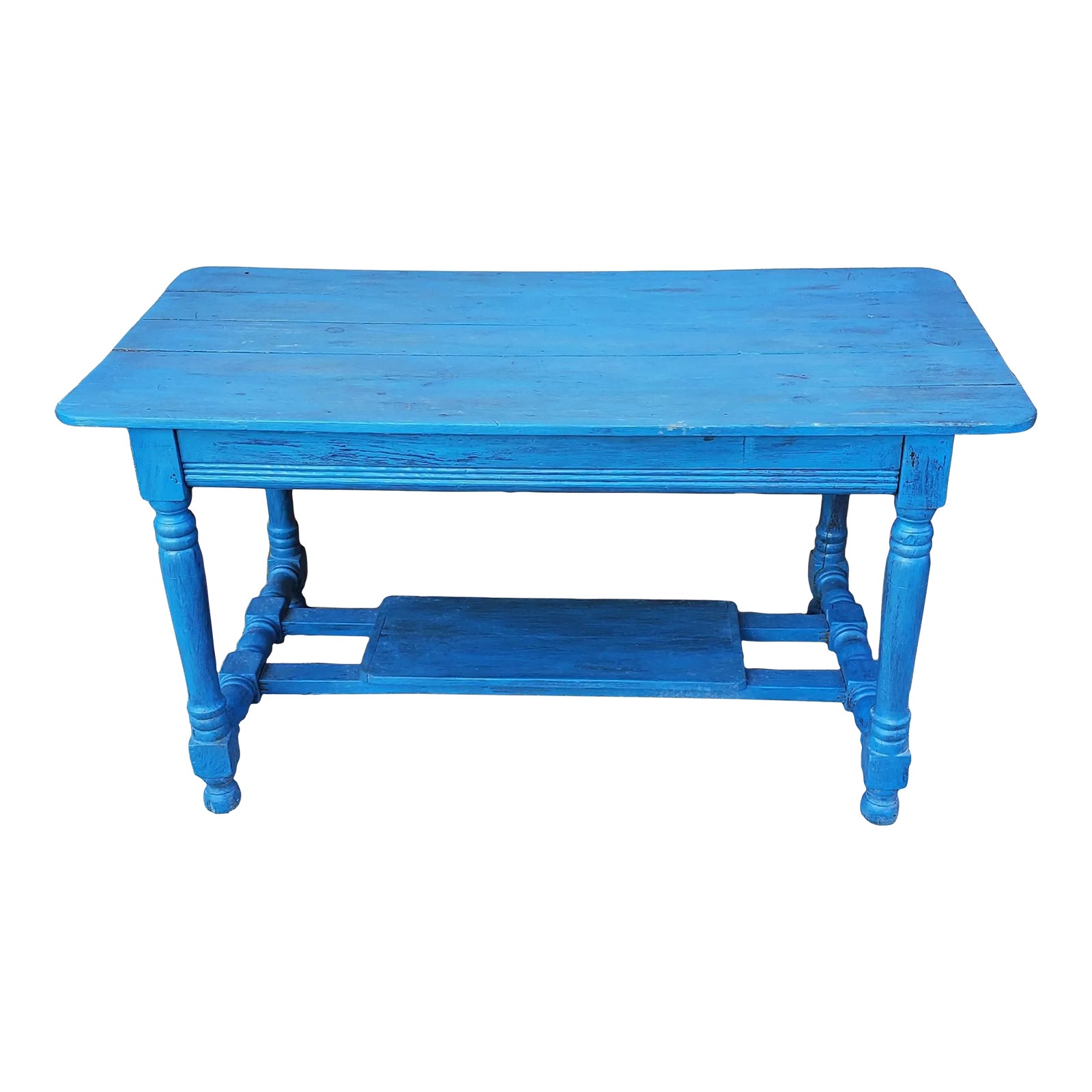 1990s Moroccan Vintage Wooden Traditional Coffee Table, Blue ...