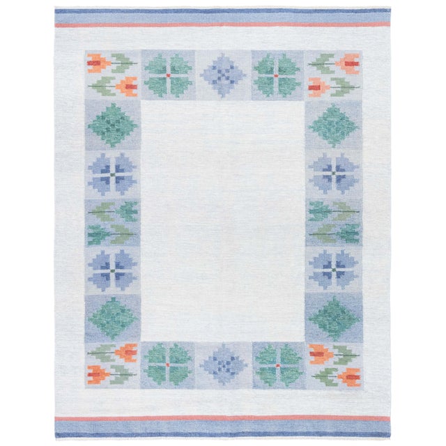 Doris Leslie Blau Mid-Century Swedish Geometric Light Gray Flatweave Wool Rug For Sale