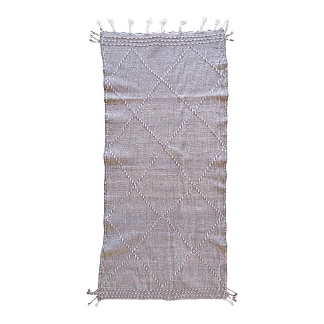 Small Moroccan Kilim Wool Rug - 6.9 X 2.8 Ft For Sale
