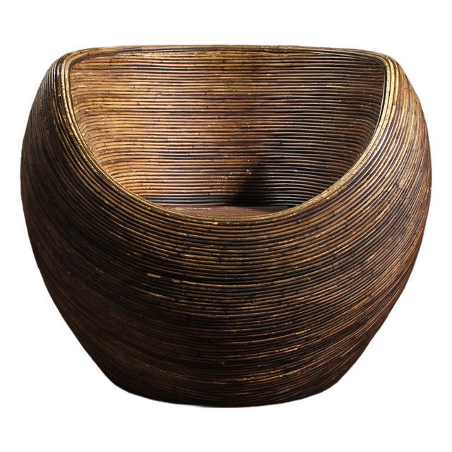 Pot Chair in Pencil Reed Bamboo, Italy, 1970s For Sale