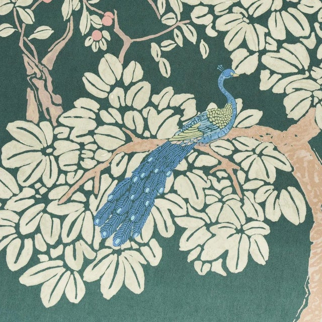 Schumacher Schumacher X Miles Redd Coromandel Panel in Midnight Green - Set of 2 For Sale - Image 4 of 4