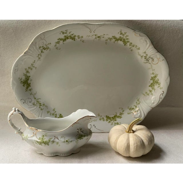 Green 1920s Alfred Meakin English Country House Milk Jug & Sauce Boat For Sale - Image 8 of 18