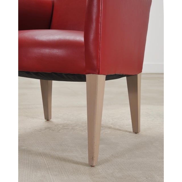 Pair of Italian Art Deco Style Red Leather Lounge Armchairs For Sale - Image 16 of 18