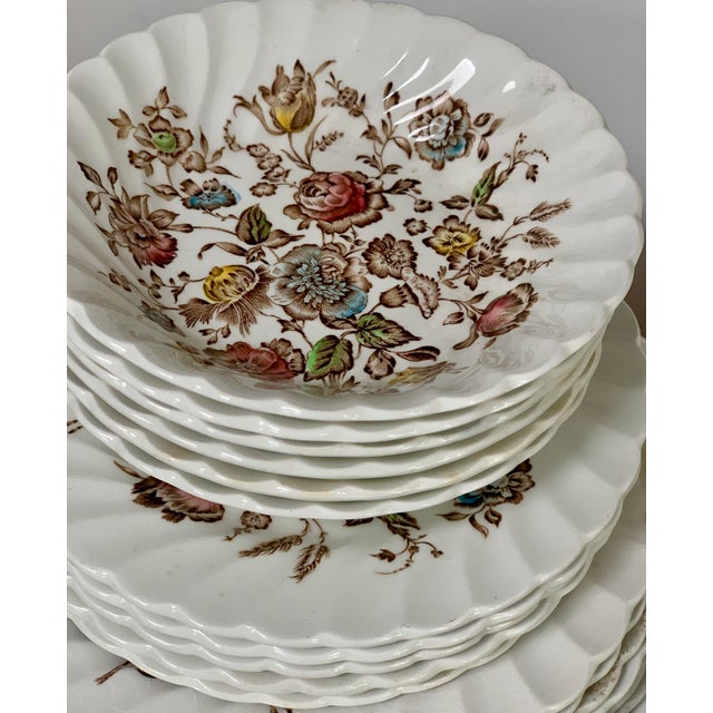 Johnson Brothers Vintage Staffordshire Bouquet Dinnerware by Johnson Brothers - Set of 41 For Sale - Image 4 of 6