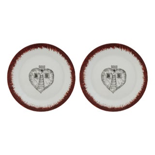 Tower Heart Dessert Plates by Lithian Ricci, Set of 2 For Sale