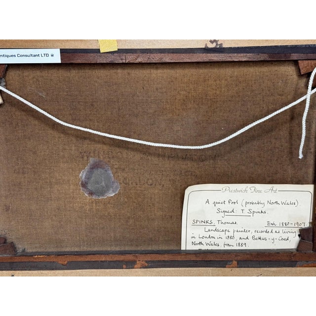 “A Quiet Pool, North Wales” — Victorian Welsh River Landscape Oil Painting by Thomas Spinks (C. 1890), River Conwy For Sale - Image 13 of 18