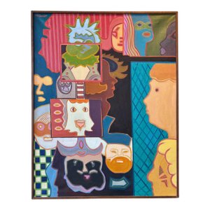 Vintage 70s Abstracted Theatrical Prop Painting by Molly Schiff