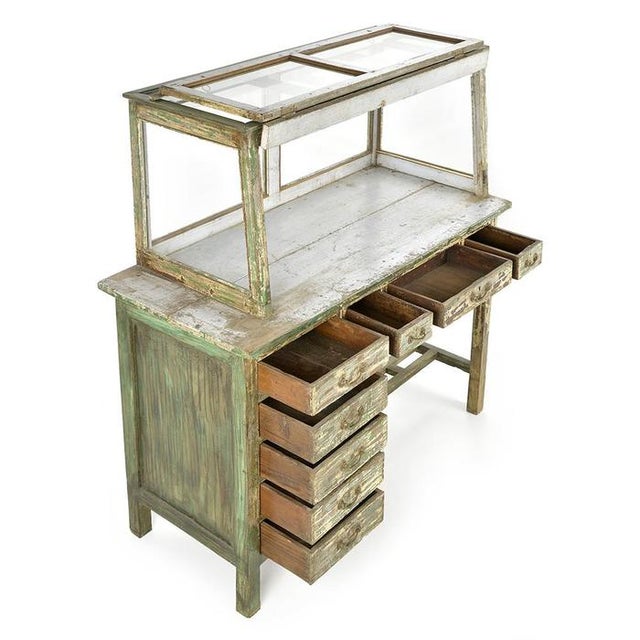 Wood Desk with Display For Sale - Image 3 of 10