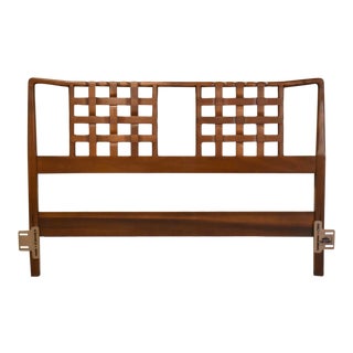 Walnut MCM Woven Queen/Full Headboard For Sale