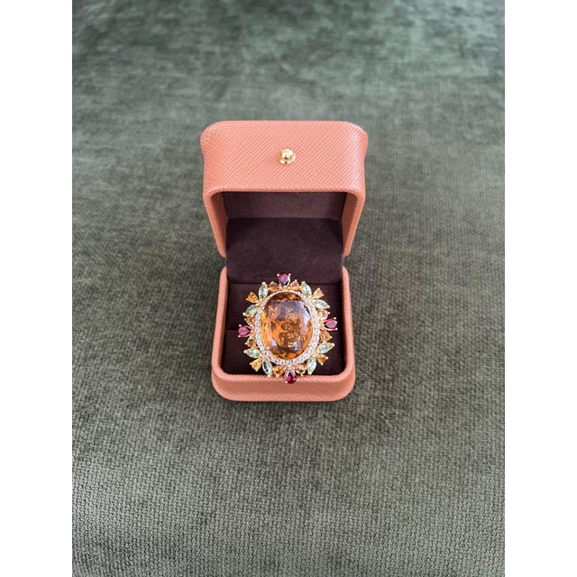 Bochic “Orient” Vintage Citrine, Peridot & Rhodolite Ring Set In 18K Gold & Silv For Sale - Image 13 of 16