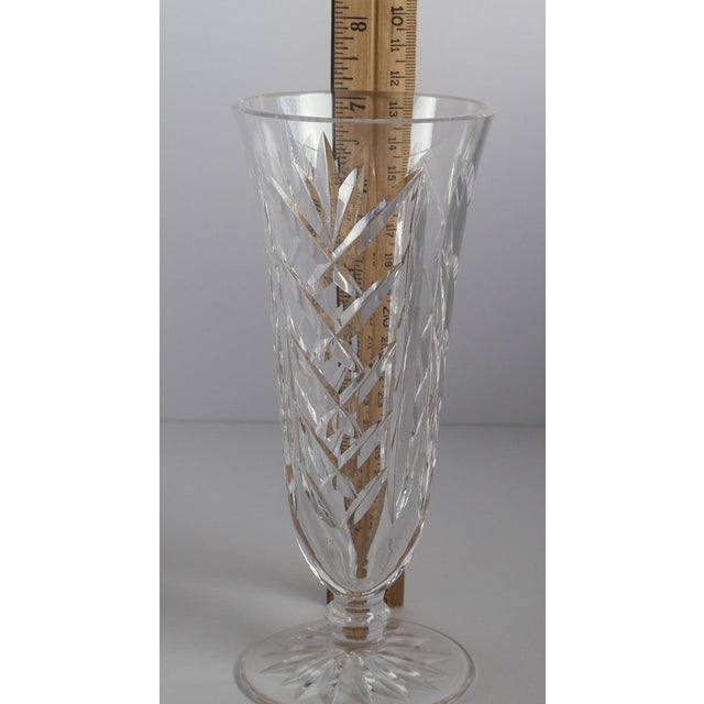 Signed Waterford Crystal Footed Vase 7” Flared Cut Crystal Ireland For Sale In Philadelphia - Image 6 of 7