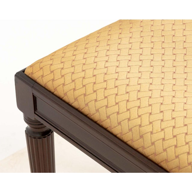 Wood John Widdicomb Silk Upholstered Mahogany Bench For Sale - Image 7 of 8