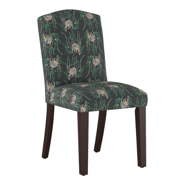 Camel Back Dining Chair in Tiger Bamboo Ink Oga For Sale
