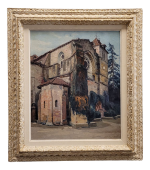 Jean Rigaud, Abbey of Sorde, 1943, Oil on Board, Framed