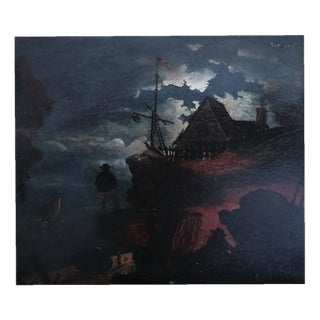 Alexander Fritz Werner, Fête nocturne de la Côte, Oil on Wood, Framed For Sale