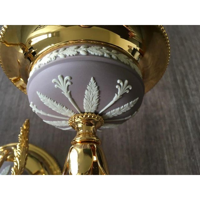 Postmodern Brass Porcelain Wall Lights, Italy, 1970s, Set of 2 For Sale - Image 12 of 18