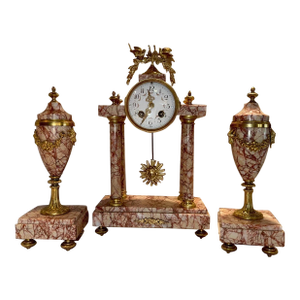 Antique French Portico Clock Garniture Set