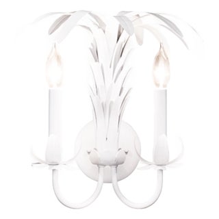Matthew Izzo Home Resada White Palm Spray Two Arm Tole Metal Wall Sconce For Sale