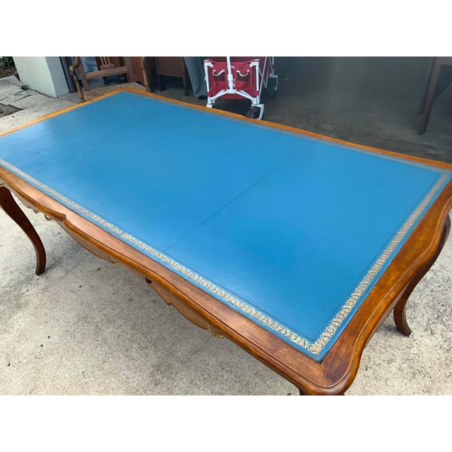 French Large Louis XV Style Leather Top Desk For Sale - Image 3 of 8