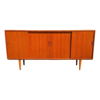 Danish Teak Credenza | Four Sliding Doors | C. 1960s For Sale