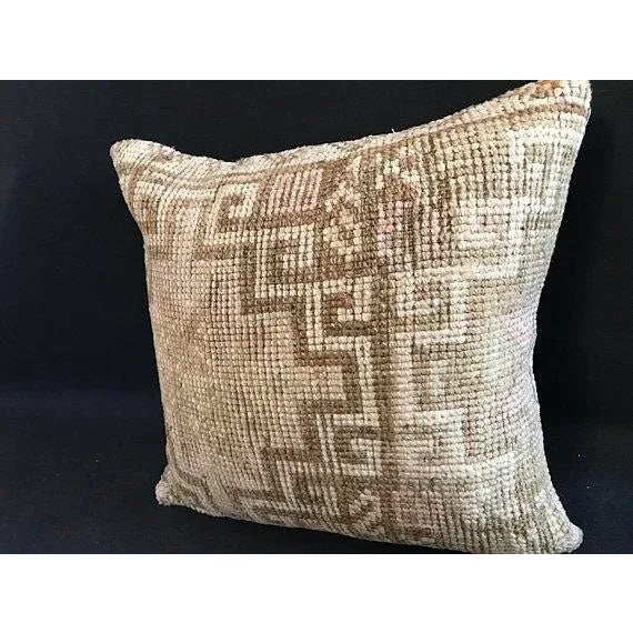 Beige Vintage Bohemian Organic Wool Decorative Pillow Case For Sale - Image 8 of 10