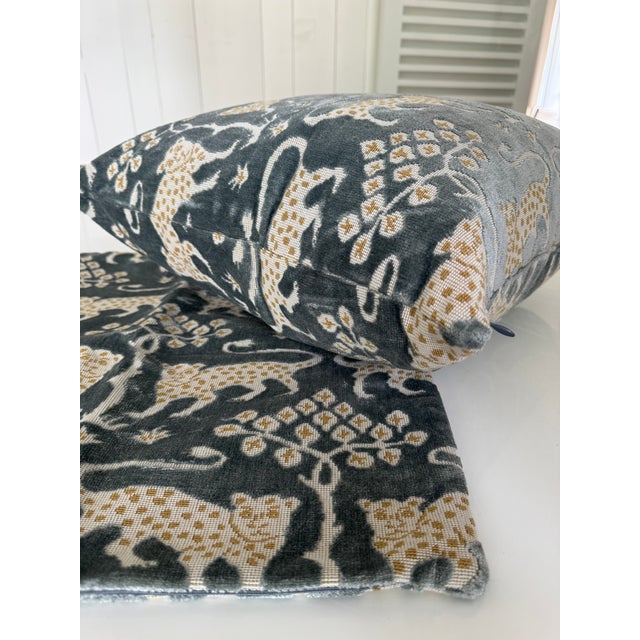 New, never used 20"x20" double sided Schumacher Woodland Leopard Velvet knife edge pillow covers with zipper enclosure....