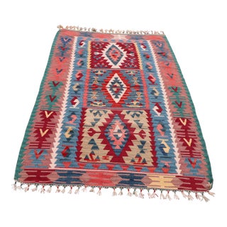 1960s Pastel Colorful Nomadic Antique Handmade Kilim Rug For Sale