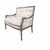 French Louis XVI Style Toile Upholstered Settee With Distressed Carved Wood Frame For Sale - Image 6 of 9