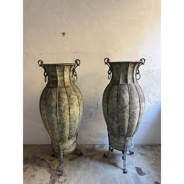 Ornamental Copper Amphora Vases, 20th Century, Set of 2 For Sale - Image 17 of 18