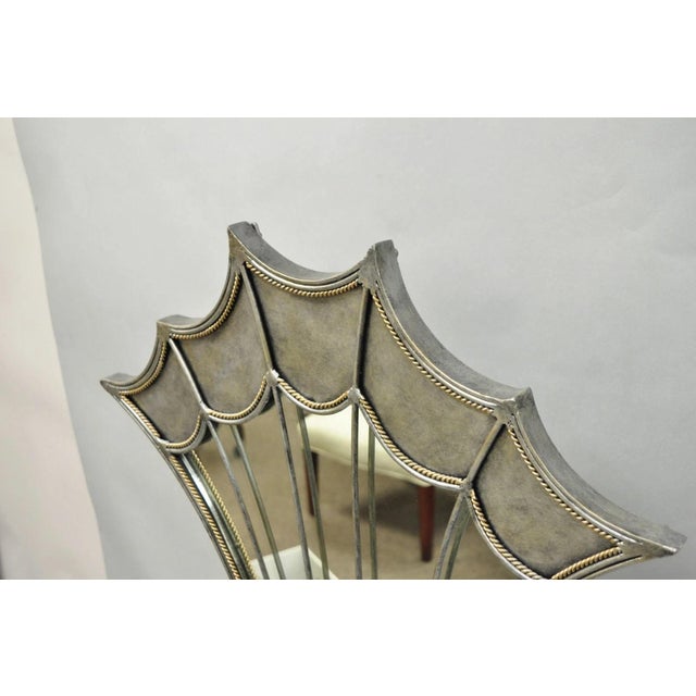 Contemporary Mediterranean Style Silver Gilt Iron Metal Mirror Fireplace Screen For Sale - Image 9 of 13