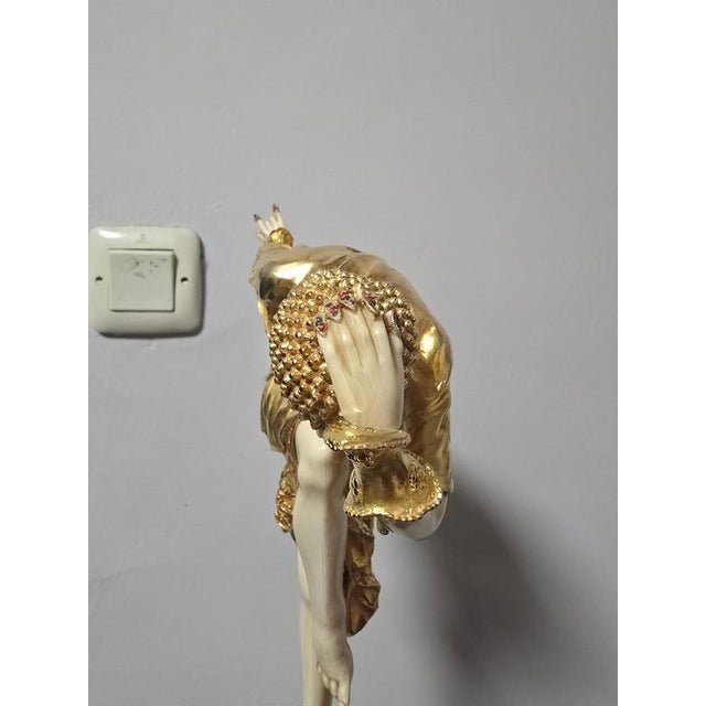 J.R. Colinet, Chryselephantine Style Sculpture, 1930, Gilt Bronze on Marble Base For Sale - Image 9 of 11