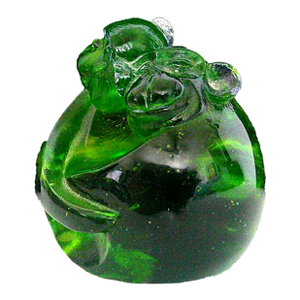 Liuli Gongfang Signed LTD Ed Art Glass Sculpture Green Pâte-De-Verre Crystal #92/3330