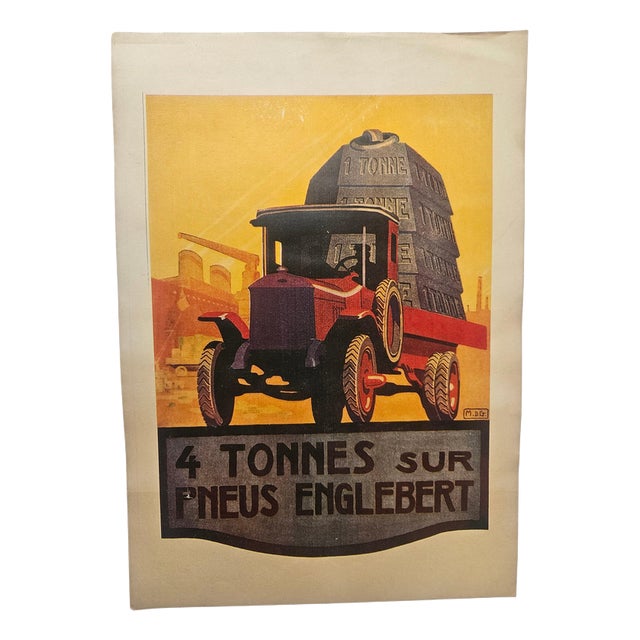 Art Deco Advertising Poster Englebert Pneu, 1930s For Sale