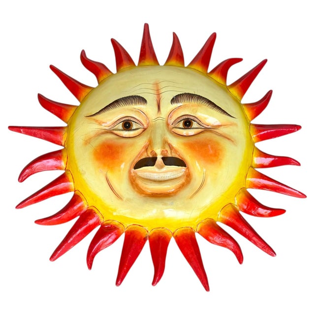 Modern Monumental Signed Sergio Bustamante "Un Hombre con Bigote" Smiling Sun Sculpture For Sale - Image 3 of 18