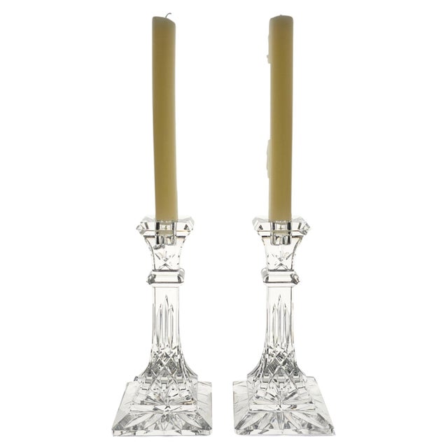 An authentic pair of Waterford Crystal Lismore candlesticks, crafted in Ireland from full lead crystal. Designed in...