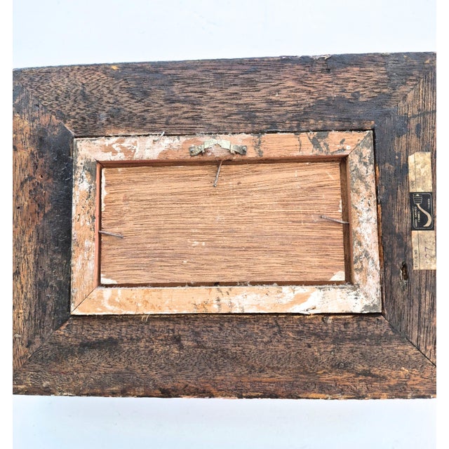 Authentic, vintage, hand painted original art work. Small, in ornate, gilded frame, ready to hang. Snowy, winter...
