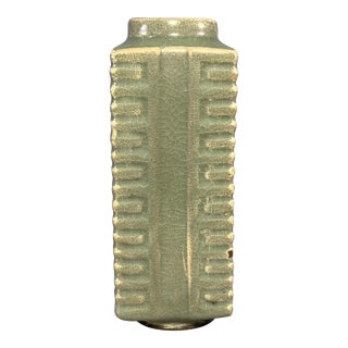 Vintage‑Style Chinese Longquan Celadon Cong‑Shape Square Vase For Sale