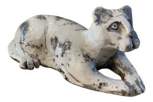 Raku Pottery Cat Sculpture- Signed