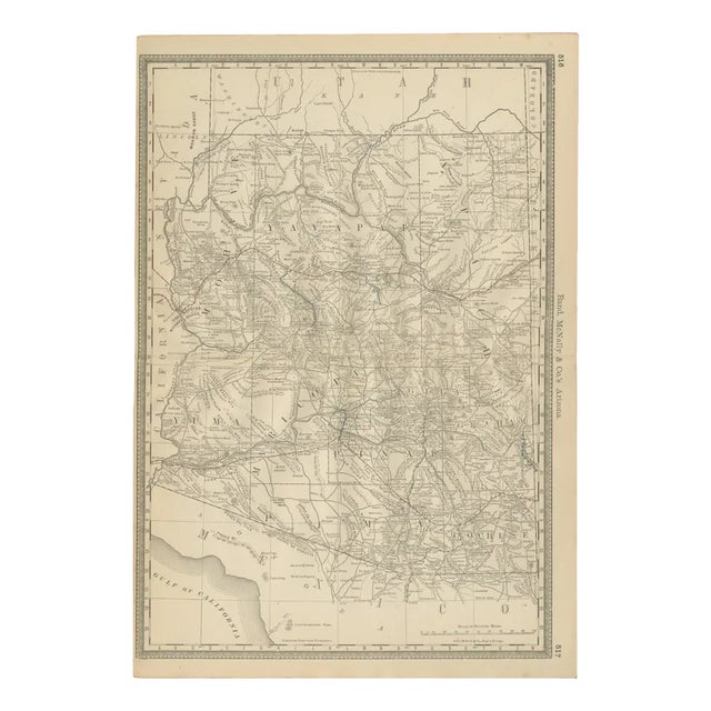 Map of Arizona Railroads with Mines and Early Frontier Settlements, 1888 For Sale
