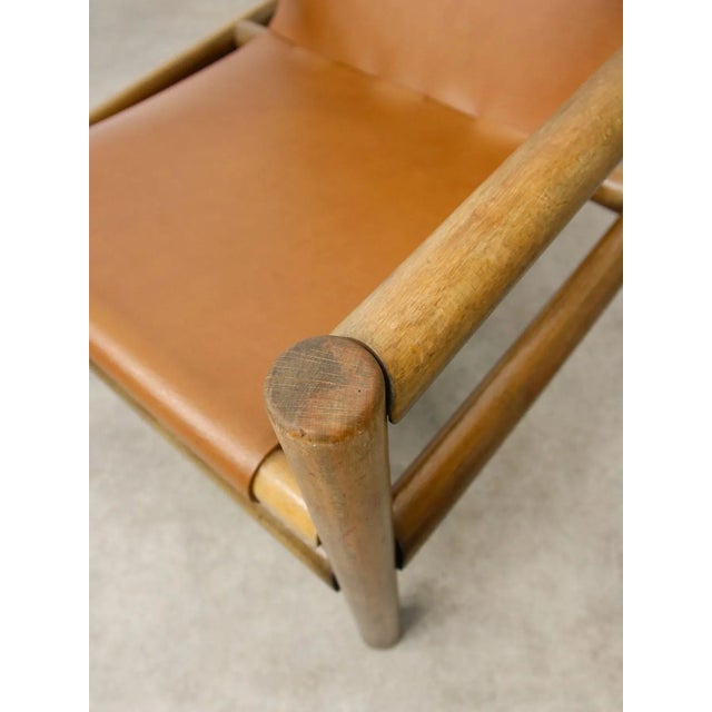 Mid-Century Modern Scandinavian Armchair in Wood and Brown Leatherette, 1960s For Sale - Image 13 of 18