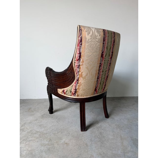 Vintage French Empire / Renaissance Revival Style Hand-Carved Mahogany Swan Armchair For Sale - Image 13 of 13