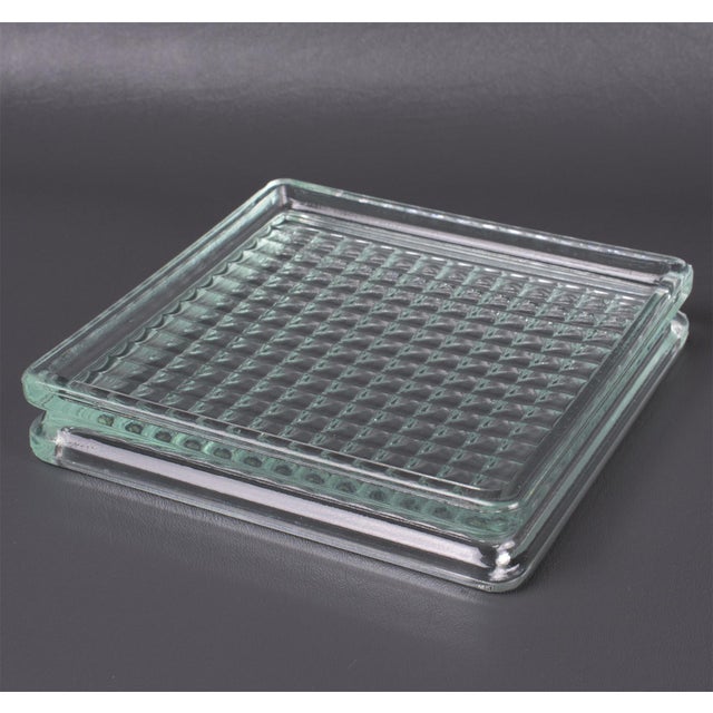 1950s industrial, thick, molded glass desktop accessory, desk tidy, vide poche, or cigar ashtray, crafted by Lumax,...