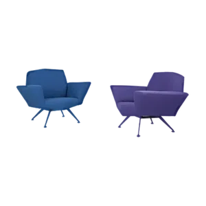 Set of Italian Lounge Chairs in Blue and Violet by Lenzi for Studio Tecnico, 1950s